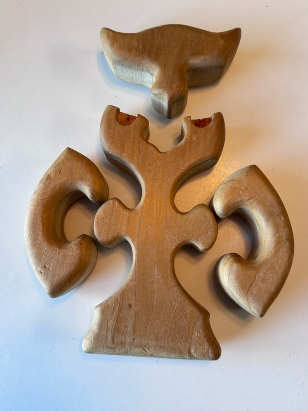 Vintage 70s Carved Wooden Owl Thick Brown Puzzle Table Accent - Picture 5 of 5